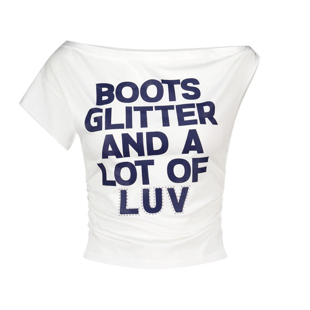 ASIFCALIE TWIST UNBALANCE LETTERING T-SHIRT WHITE