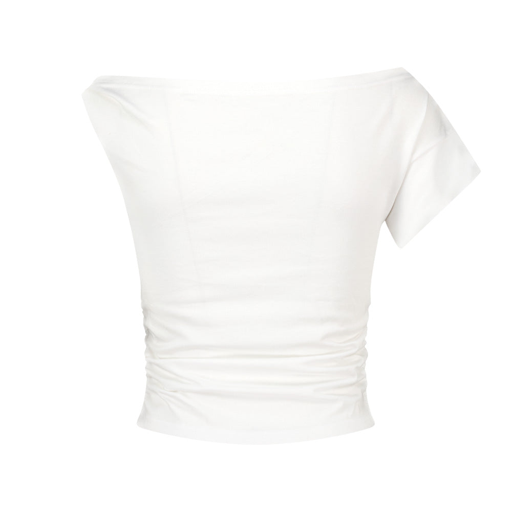 ASIFCALIE TWIST UNBALANCE LETTERING T-SHIRT WHITE