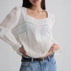 8seconds [Eight Seconds] Lace Square Neck Blouse - White (356364CM71)