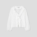 8seconds [Eight Seconds] Frill full open long sleeve seersucker blouse - White (356464CC11)