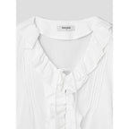 8seconds [Eight Seconds] Frill full open long sleeve seersucker blouse - White (356464CC11)