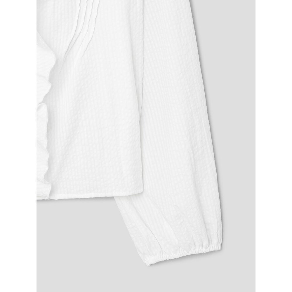 8seconds [Eight Seconds] Frill full open long sleeve seersucker blouse - White (356464CC11)