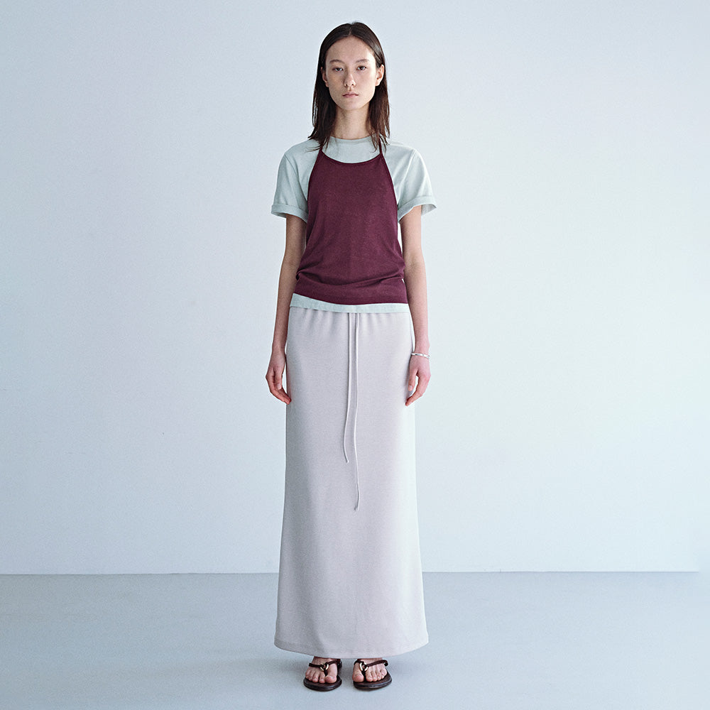 VAN ROHE [1st] Halter Top Layered T-Shirts Set E412_2color