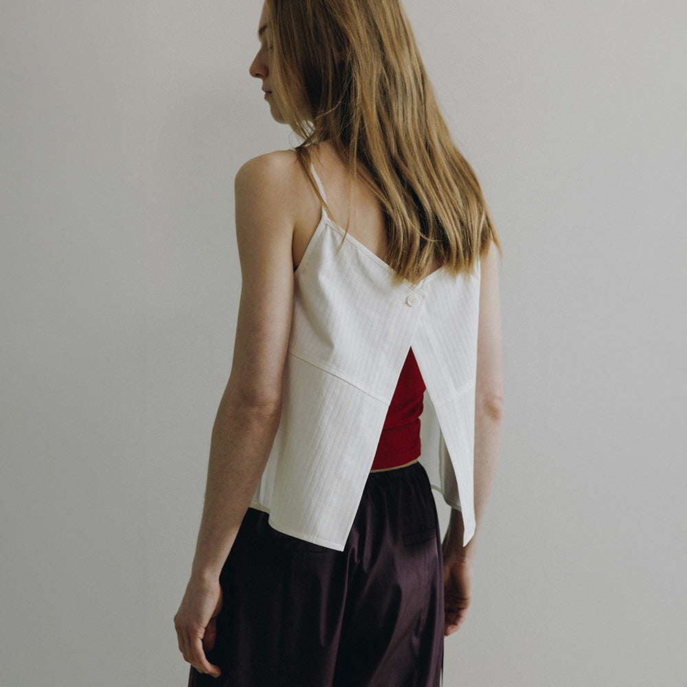 LOEUVRE Cotton Stripe Jacquard Sleeveless Top SW6MB747_2color