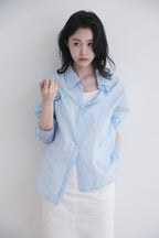 YOONSEUL [2nd reorder] Port sheer shirt (sky stripe)