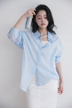 YOONSEUL [2nd reorder] Port sheer shirt (sky stripe)