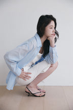 YOONSEUL [2nd reorder] Port sheer shirt (sky stripe)