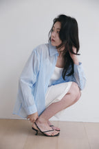 YOONSEUL [2nd reorder] Port sheer shirt (sky stripe)