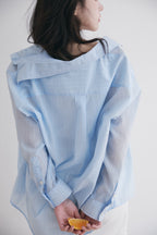 YOONSEUL [2nd reorder] Port sheer shirt (sky stripe)