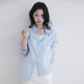YOONSEUL [2nd reorder] Port sheer shirt (sky stripe)