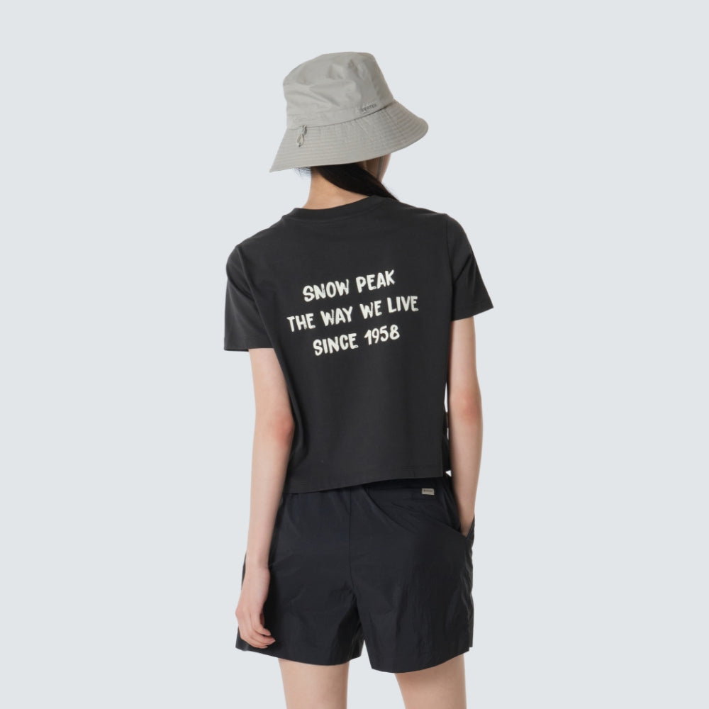 SNOWPEAK APPAREL Aerocool Women's Crop Short Sleeve T-Shirt Dark Charcoal (S26MWFTS27)