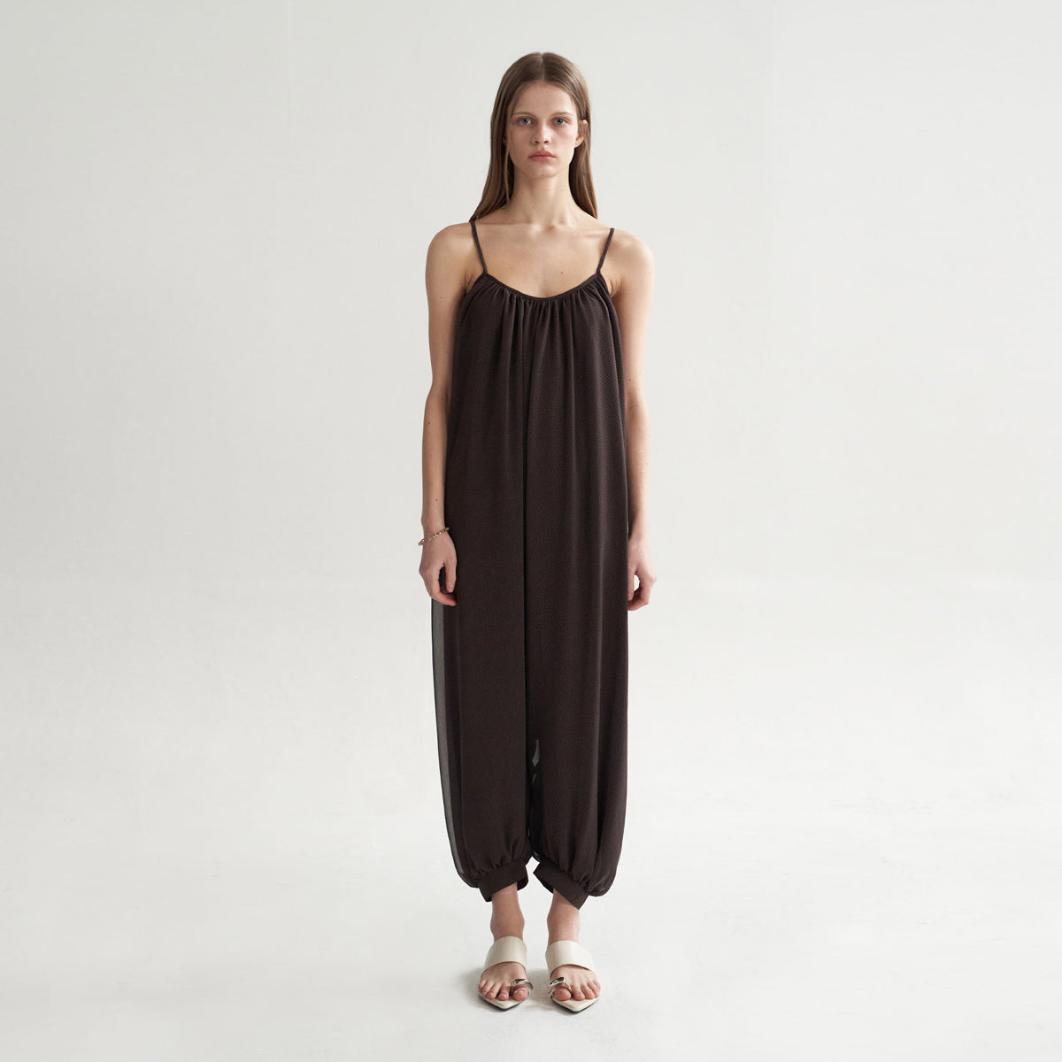 CAHIERS CAHIERS Jumpsuit Brown Dot Balloon Cuff