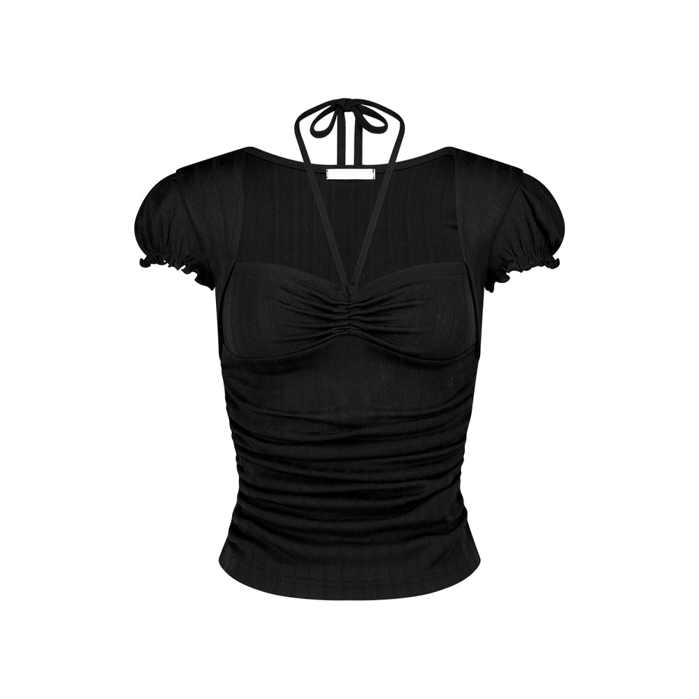 ILLIGO shirring halter top black