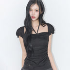 ILLIGO shirring halter top black