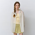 HANE [Aloha PICK][Scrunch SET] Pressure Stripe Sheer Shirt_Cream Ivory