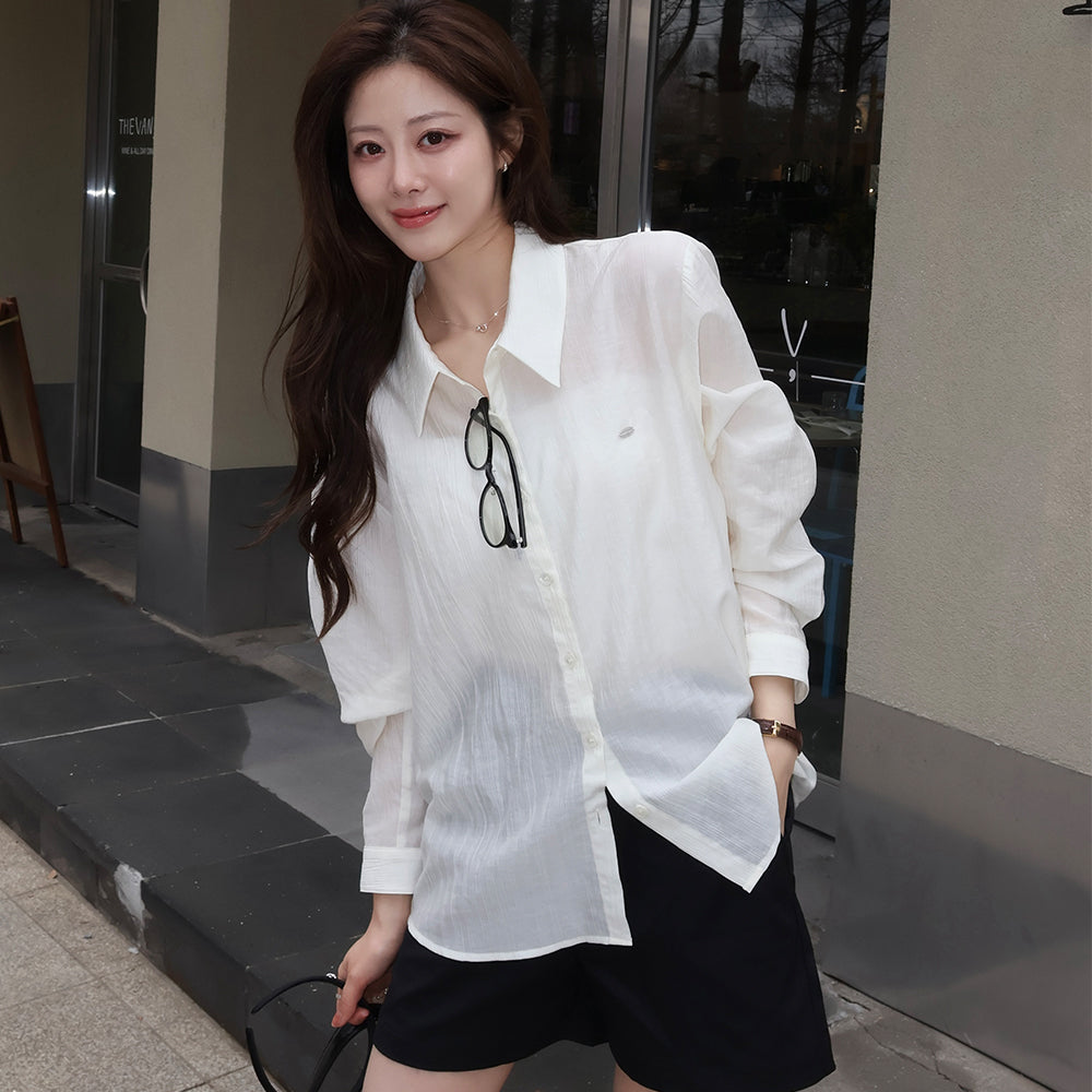 OUR HOPE Soft Glow Tencel Sheer Shirt - Cream