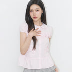 ILLIGO bow pocket ruffle blouse pink