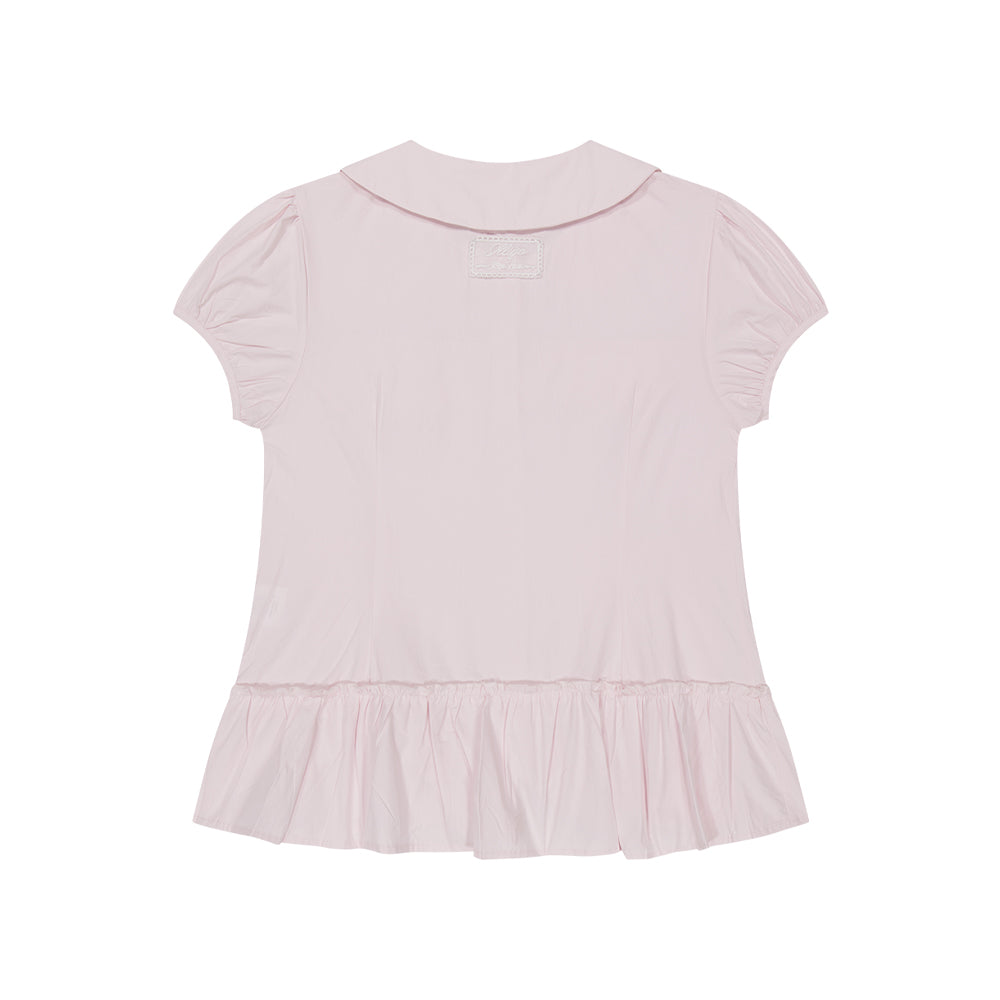 ILLIGO bow pocket ruffle blouse pink