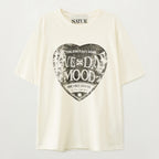 SATUR Saturday Retro Mood Graphic Short Sleeve T-Shirt Vintage White