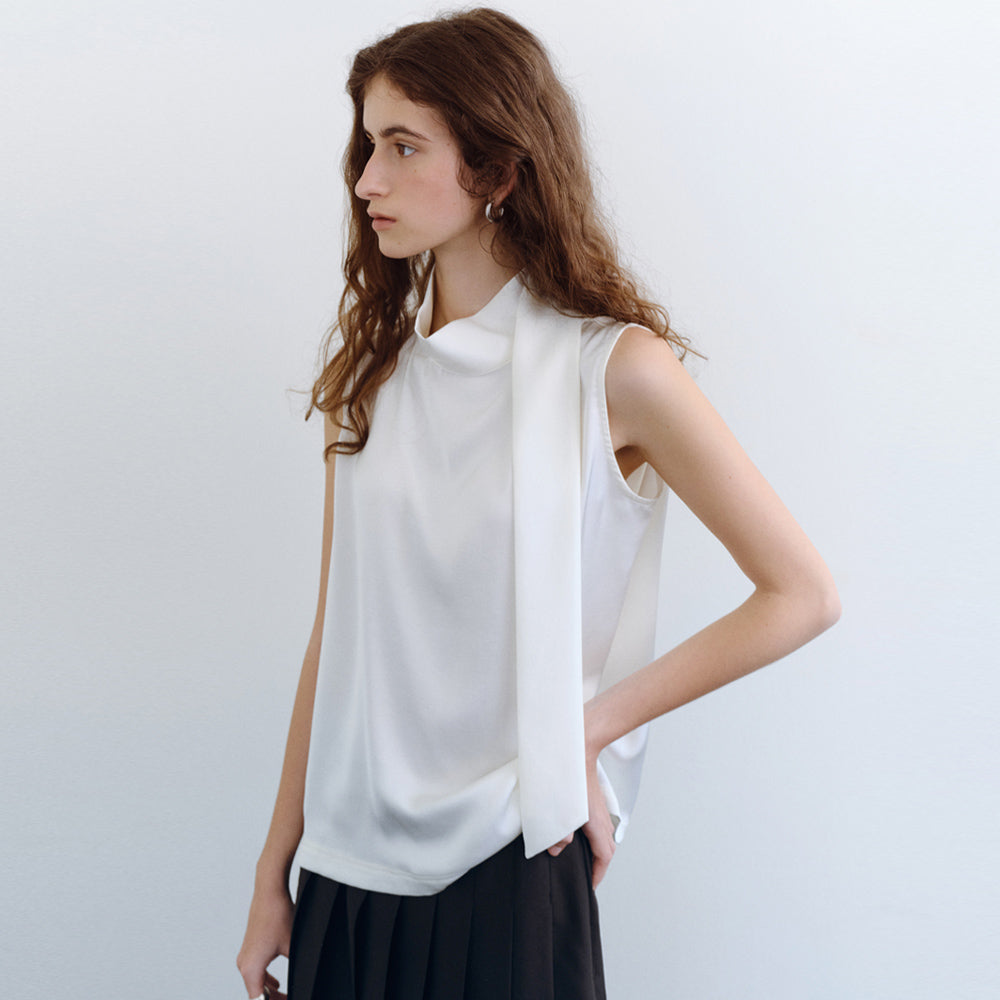 URAGO One tie sleeveless blouse_3colors