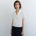 URAGO Catherine open collar blouse_2colors