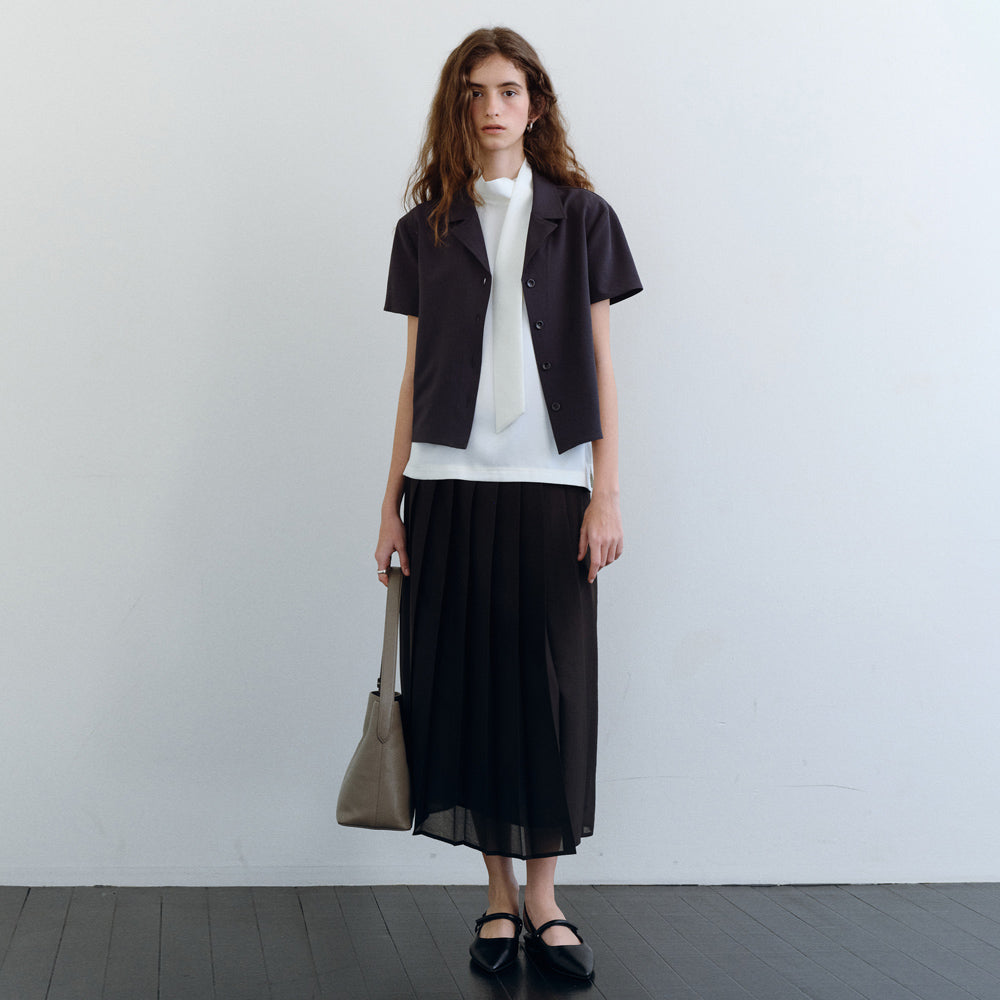 URAGO Catherine open collar blouse_2colors