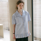 DEWEDEWE [Oze PICK] Summer frill shirt_blue