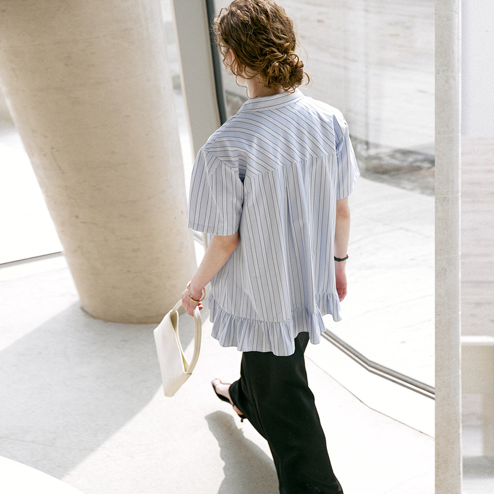 DEWEDEWE [Oze PICK] Summer frill shirt_blue