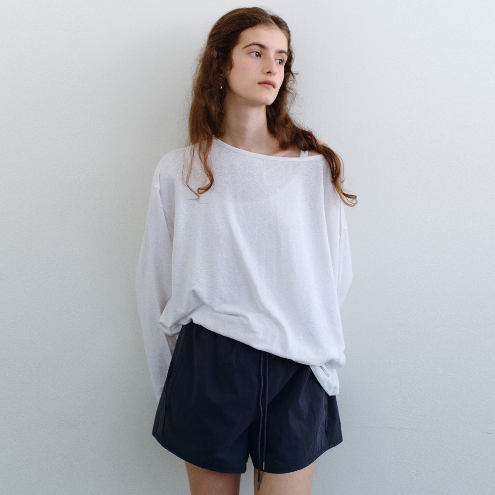 URAGO Linen loose boatneck t-shirt_3colors