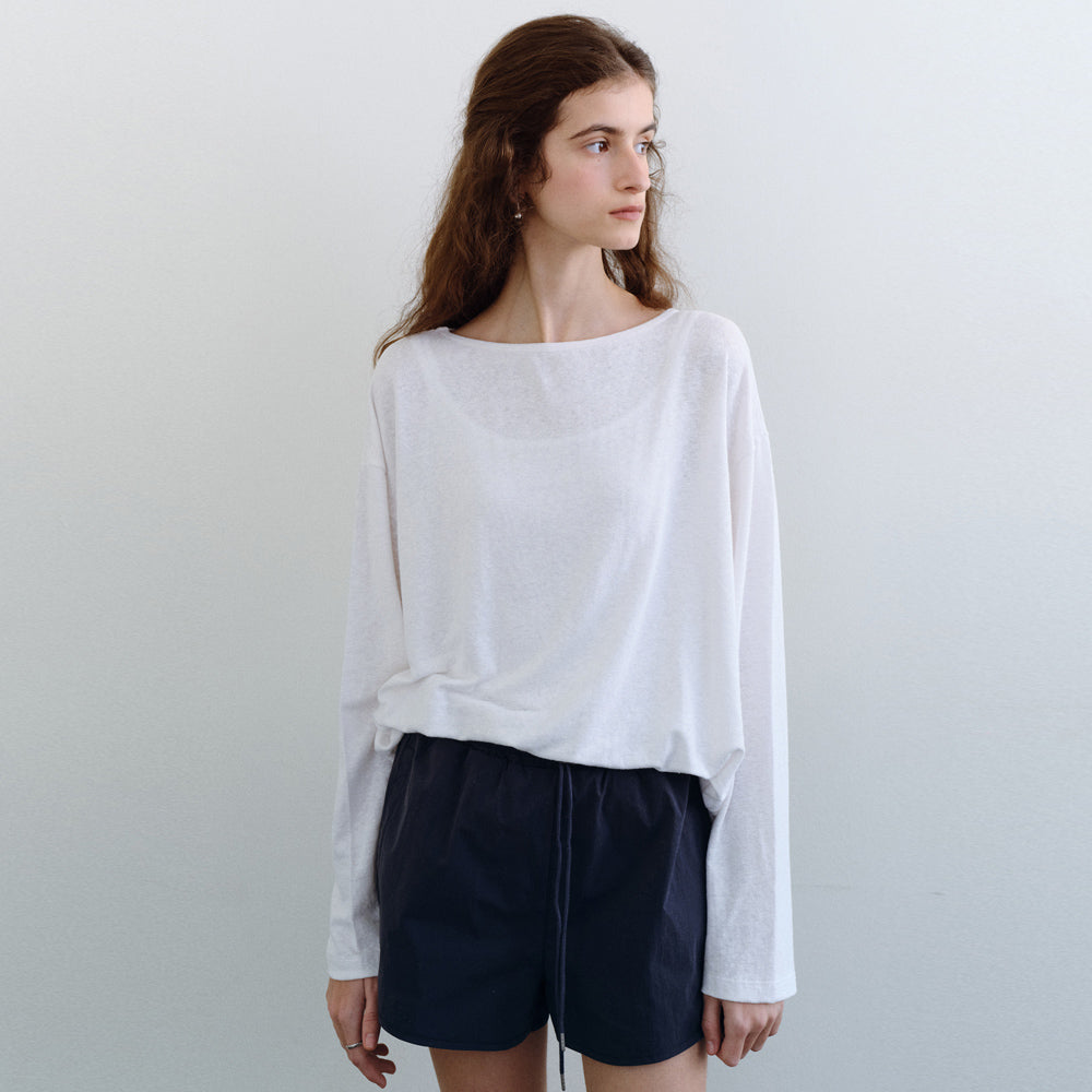 URAGO Linen loose boatneck t-shirt_3colors