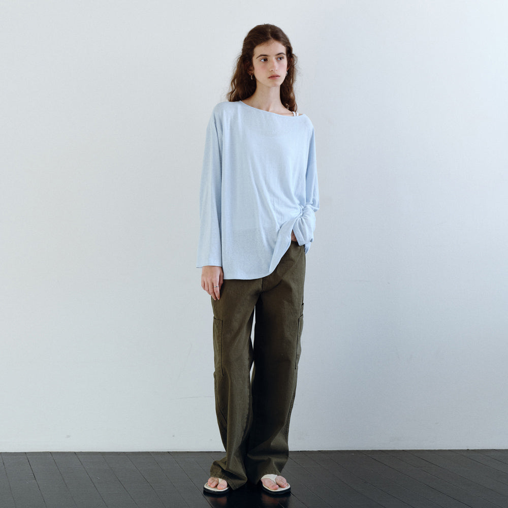 URAGO Linen loose boatneck t-shirt_3colors