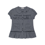 ILLIGO Bow pocket ruffle blouse check navy