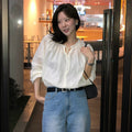 ATCORNER [Influencer wearing] Comfort frill neck shirring blouse ivory AT6BLA017IV