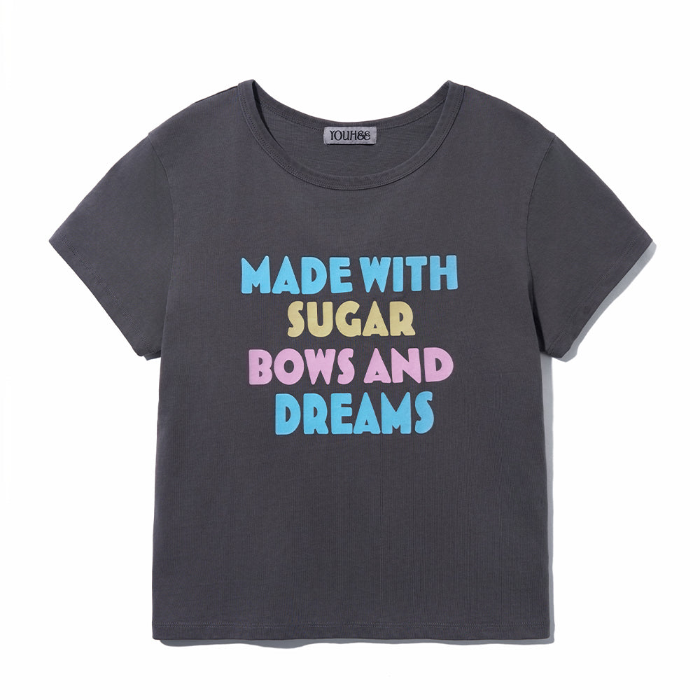 YOUHEE COLOR LETTERING T-SHIRTS_CHARCOAL