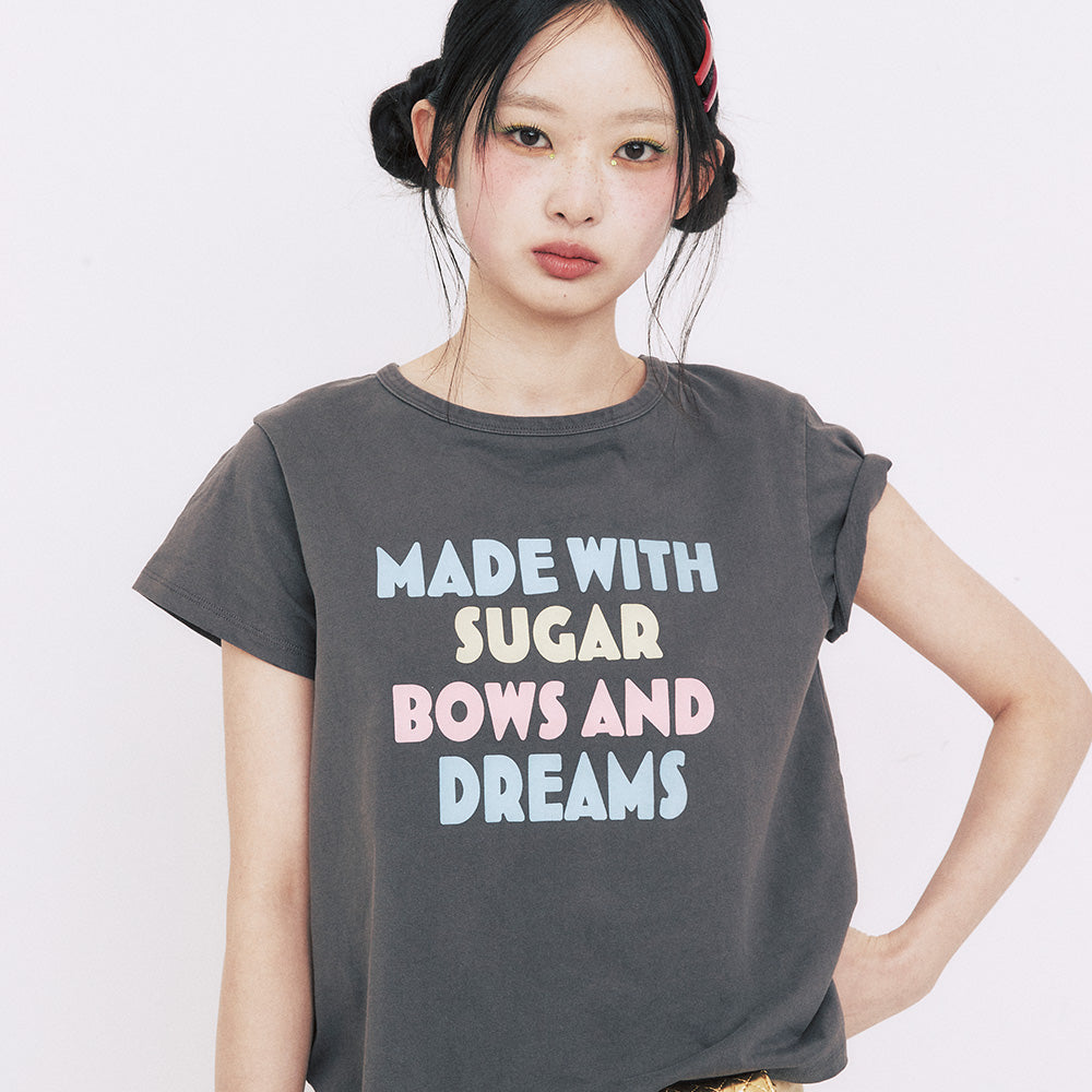 YOUHEE COLOR LETTERING T-SHIRTS_CHARCOAL