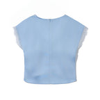 YOUHEE RIBBON LACE SHIRRING BLOUSE LIGHT_BLUE