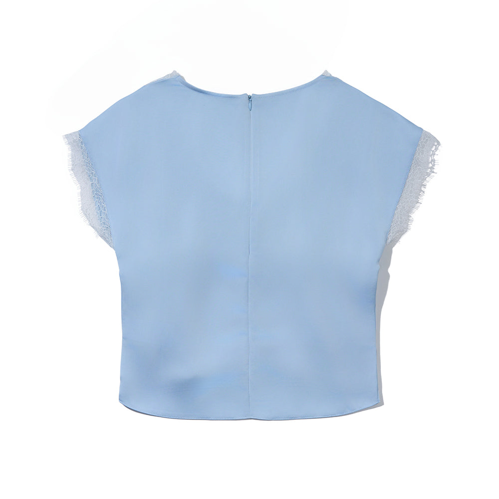YOUHEE RIBBON LACE SHIRRING BLOUSE LIGHT_BLUE