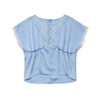 YOUHEE RIBBON LACE SHIRRING BLOUSE LIGHT_BLUE
