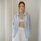 HANE [Scrunch SET] Tencel Glow Sheer Shirt_Air Sky