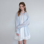 HANE [Scrunch SET] Tencel Glow Sheer Shirt_Air Sky
