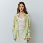HANE [Scrunch SET] Tencel Glow Sheer Shirt_Lime Sorbet