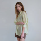 HANE [Scrunch SET] Tencel Glow Sheer Shirt_Lime Sorbet