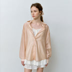 HANE [Scrunch SET] Tencel Glow Sheer Shirt_Shy Pink
