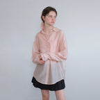 HANE [Scrunch SET] Tencel Glow Sheer Shirt_Shy Pink