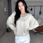 Siyazu [Lupita, Lupita PICK] SITP5274 V-neck stingray comfort t-shirt_Light beige