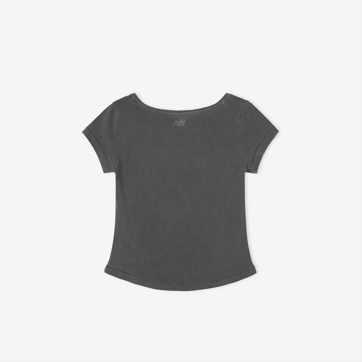 NEW BALANCE NBNEG2W472 / WOMEN Fitted Square Neck Cap Short Sleeve Tee (D/CHARCOAL)