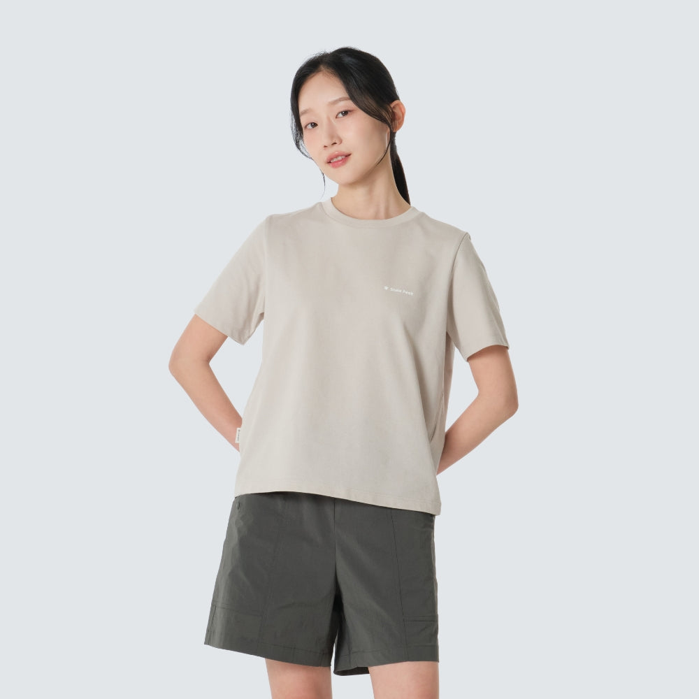 SNOWPEAK APPAREL Sorona Women's Semi-Cropped Short-Sleeve T-Shirt Sand Beige (S26MWFTS05)