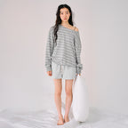 MANGOMANYPLEASE [ROUTINE] YEVA SWEATSHIRT_GREY STRIPE