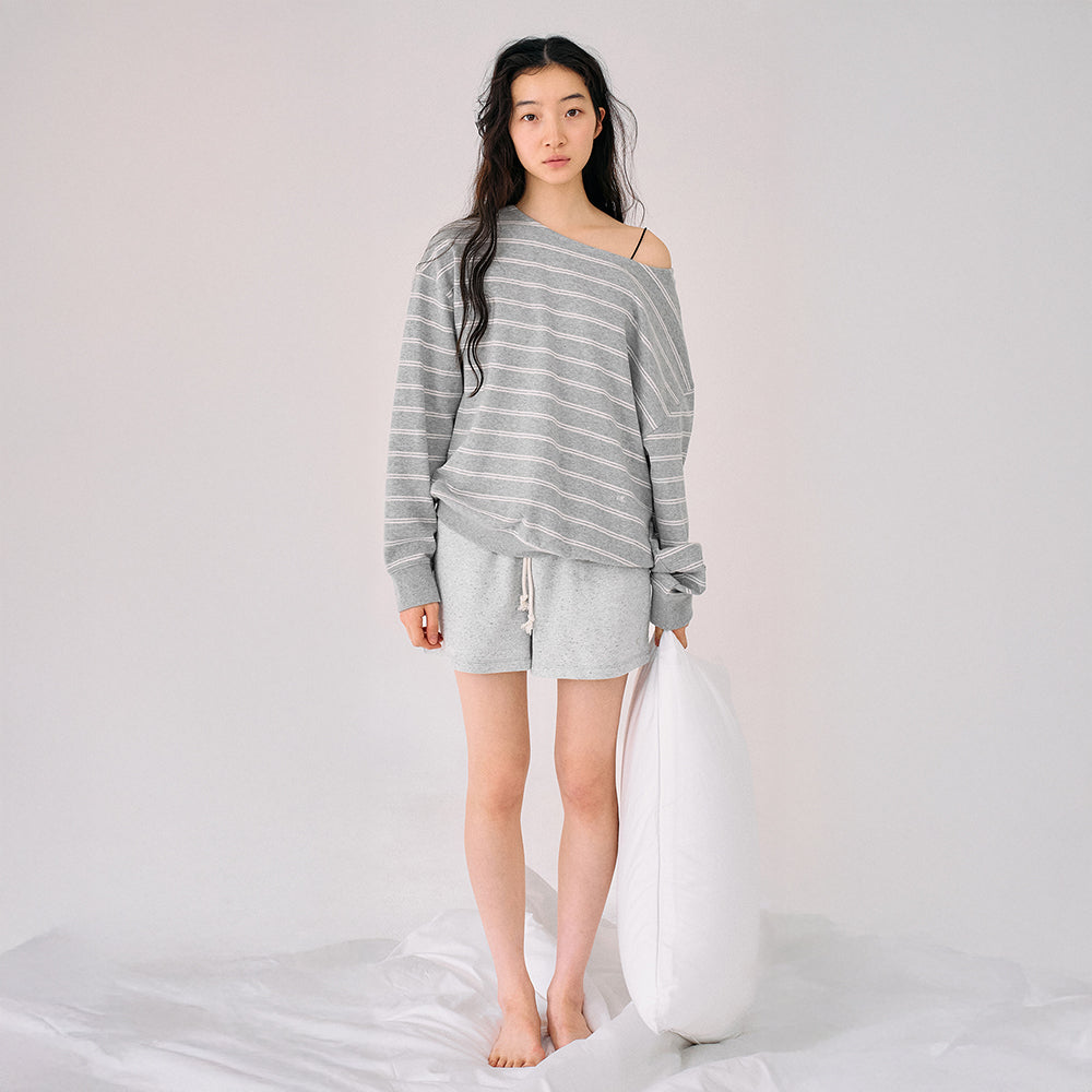MANGOMANYPLEASE [ROUTINE] YEVA SWEATSHIRT_GREY STRIPE