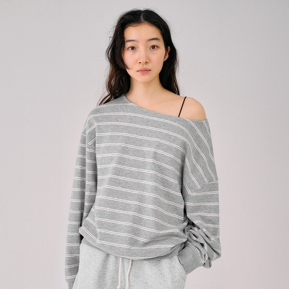 MANGOMANYPLEASE [ROUTINE] YEVA SWEATSHIRT_GREY STRIPE